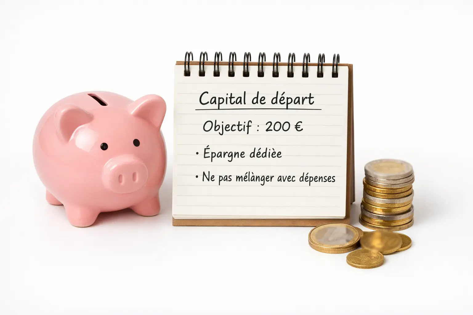 Tirelire et bloc-notes représentant l'épargne dédiée aux paris