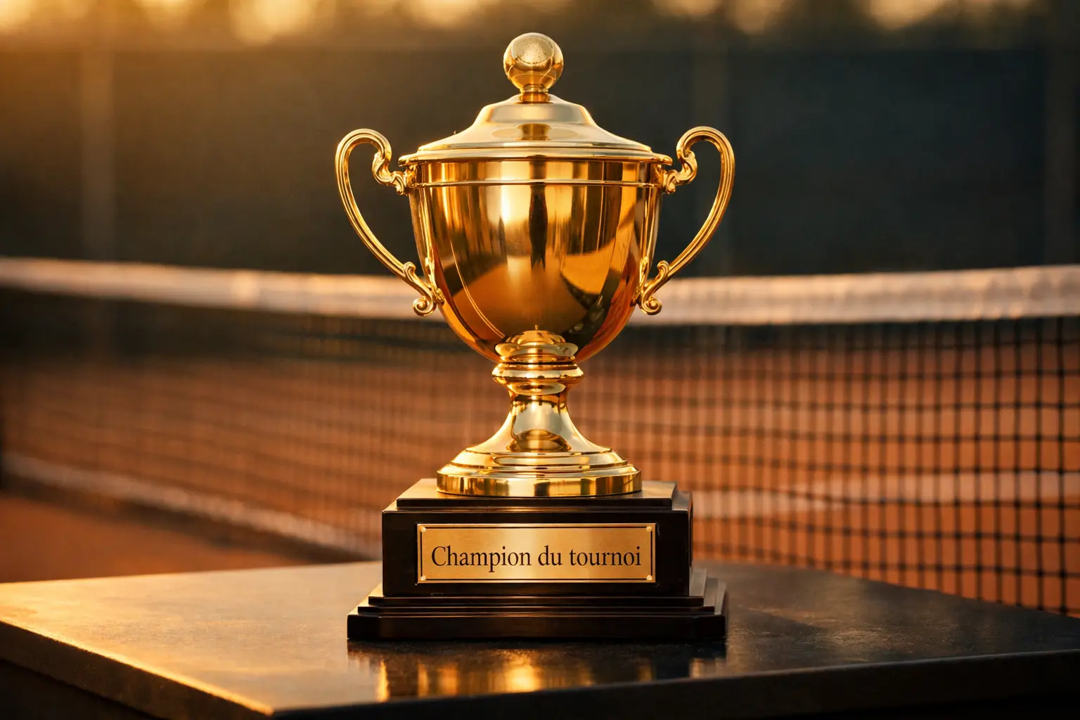 Trophée de tournoi de tennis sur fond de court