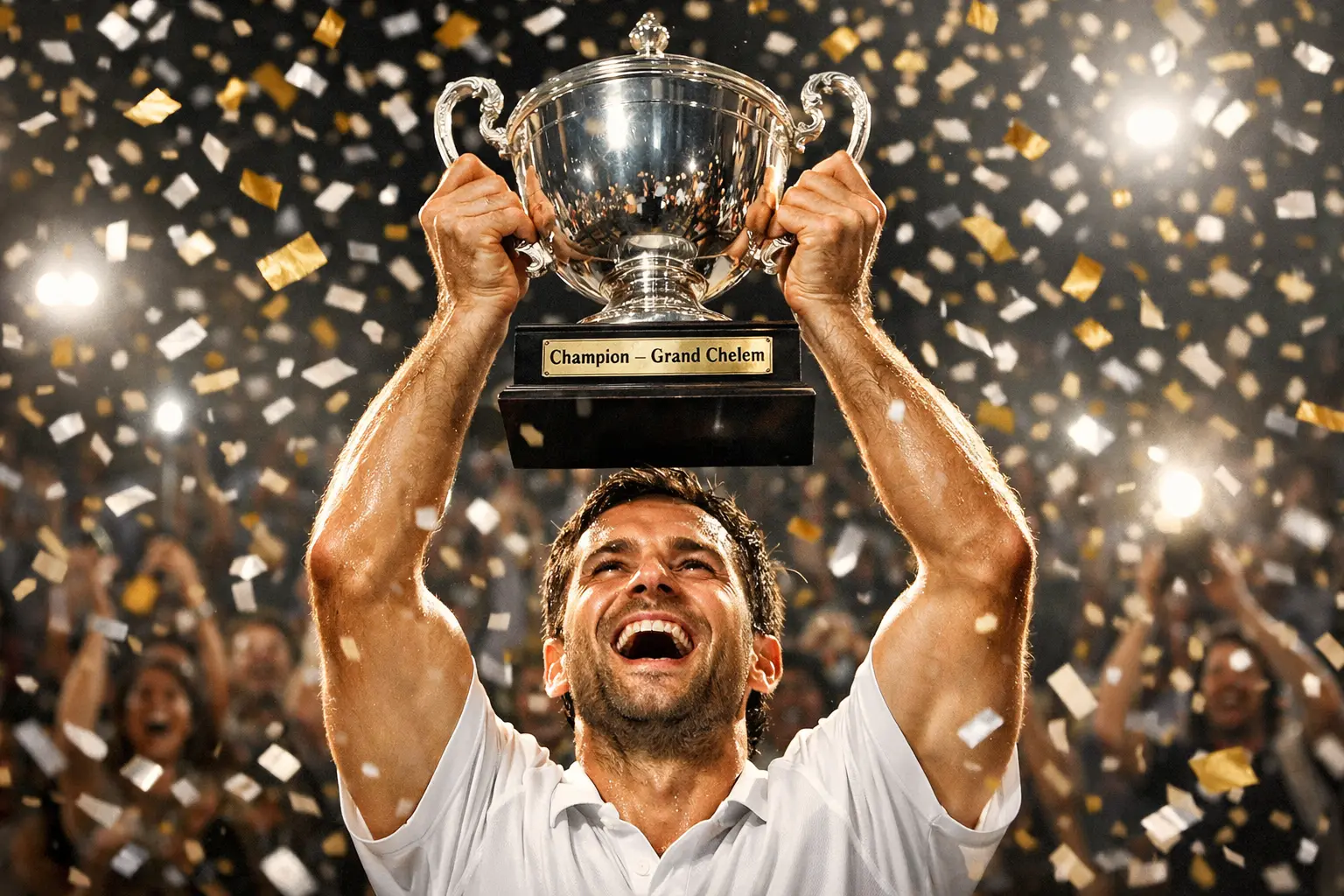 Joueur soulevant un trophée de Grand Chelem