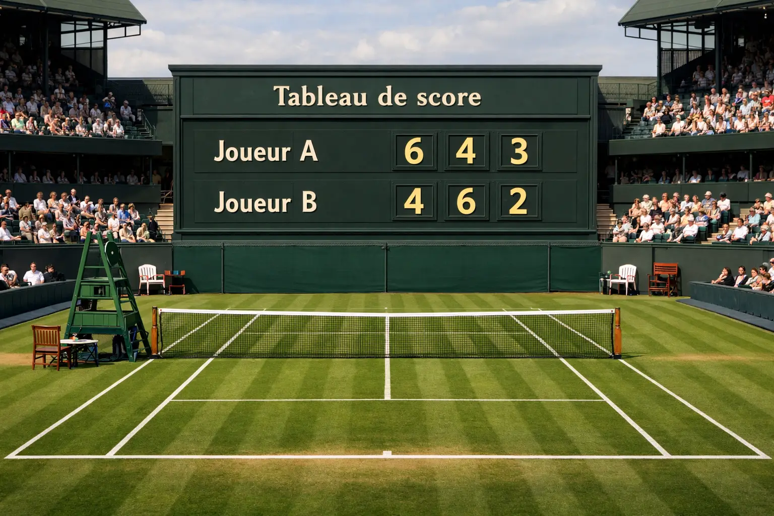 Court central de Wimbledon avec son gazon impeccable
